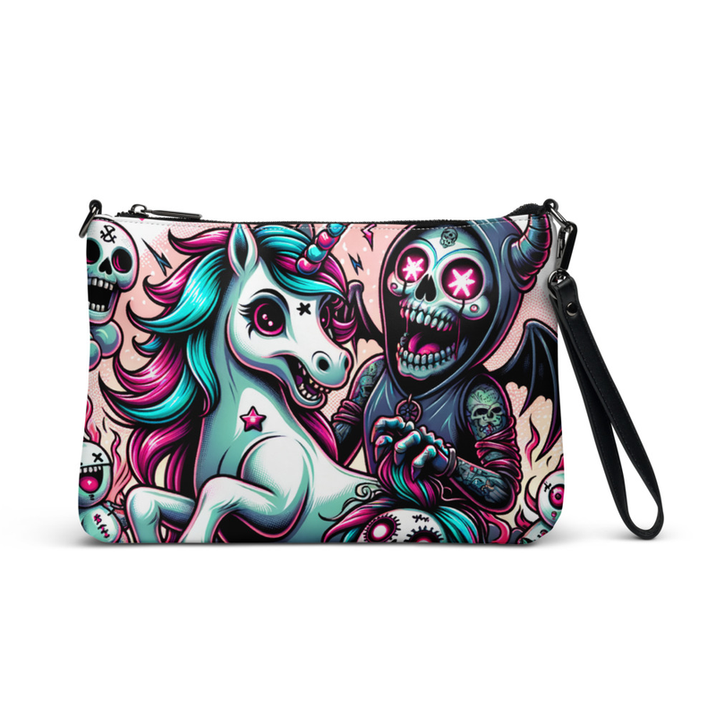 Fantasy Unicorn & Skeleton Art Wristlet Bag