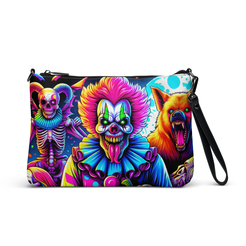 Neon Goth Clown Faux Leather Crossbody Bag