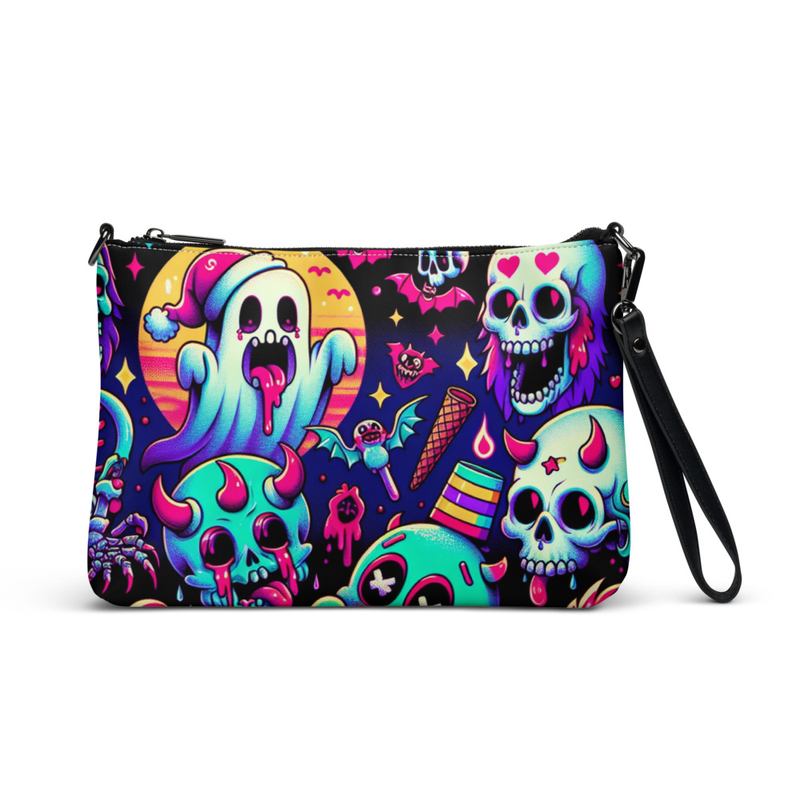 Neon Halloween Cartoon Wristlet