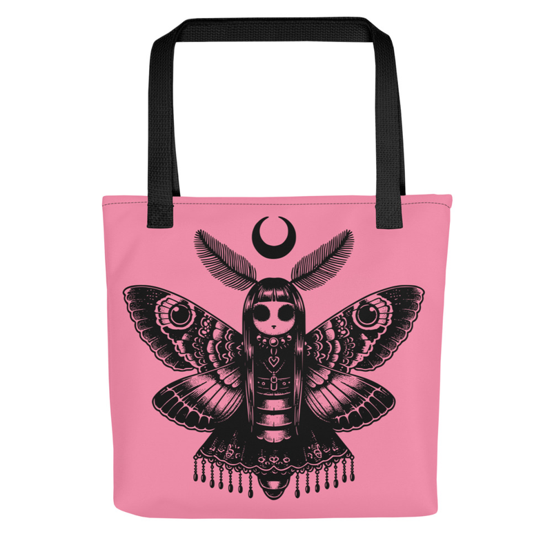 Moth Girl Pink Tote Bag
