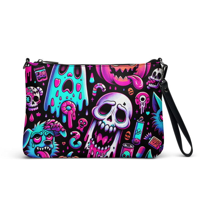 Neon Horror-Themed Wristlet Clutch