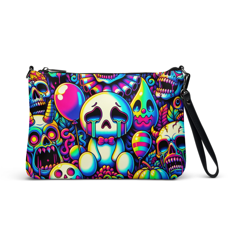Neon Cartoon Skull Clutch Bag