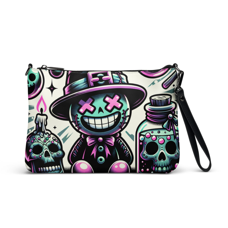 Gothic Skull Print Wristlet Bag