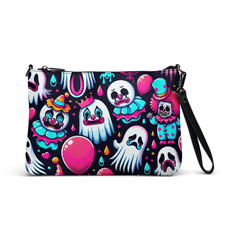 Colorful Clown & Ghost Printed Wristlet Bag