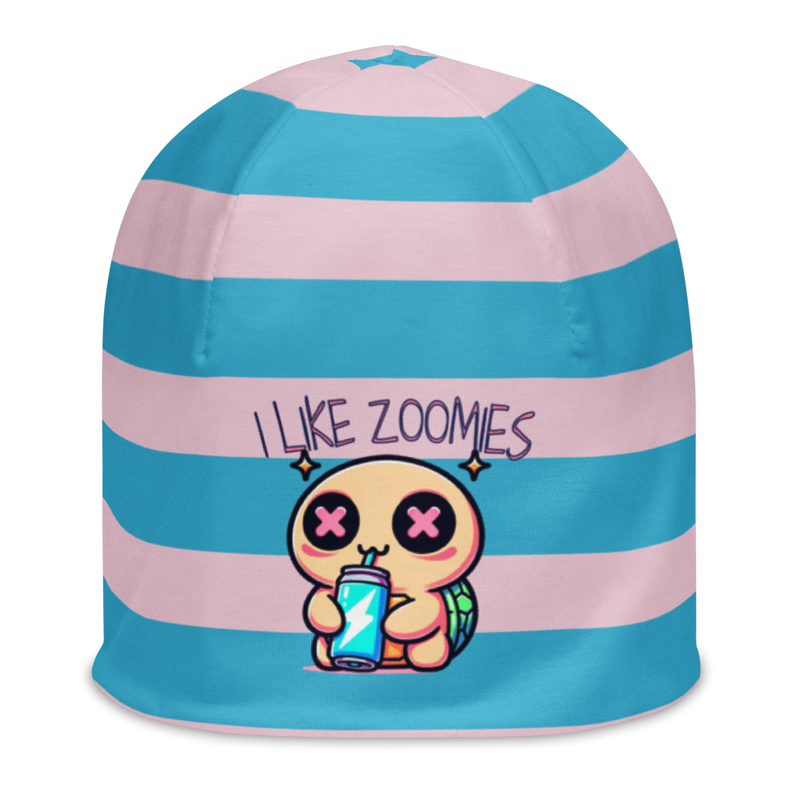 I Like Zoomies Striped Beanie