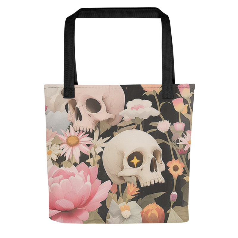 Floral Skull Tote Bag