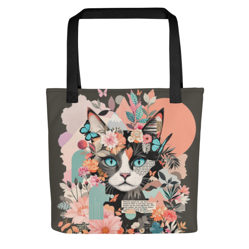 Floral Cat Canvas Tote Bag
