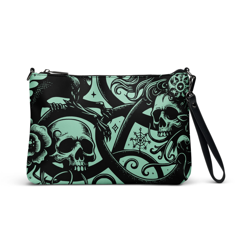 Gothic Skull Art Wristlet Clutch