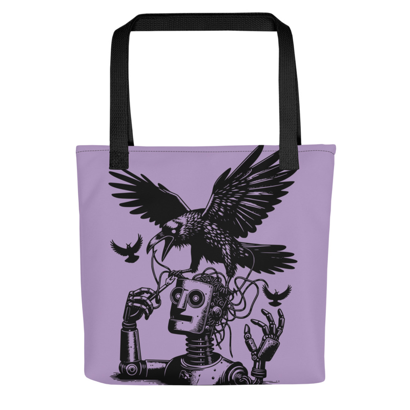 Robot and Raven Art Tote Bag