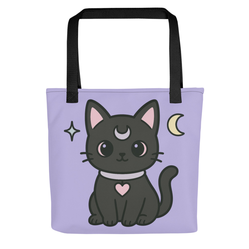 Kawaii Black Cat Tote Bag