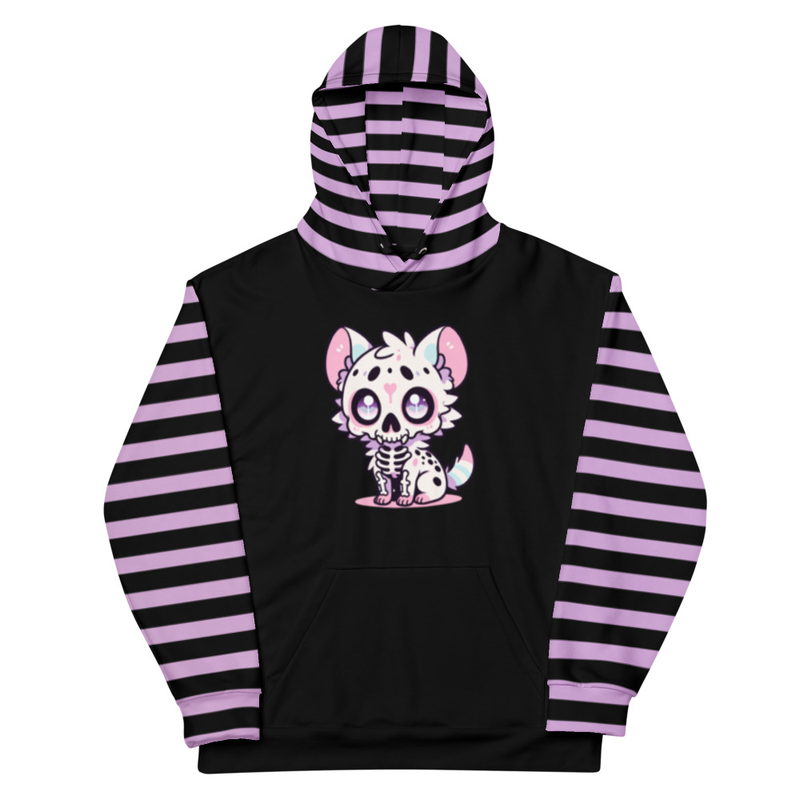 Cute Skeleton Cat Striped Hoodie