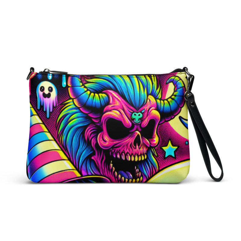 Neon Demon Skull Wristlet Bag