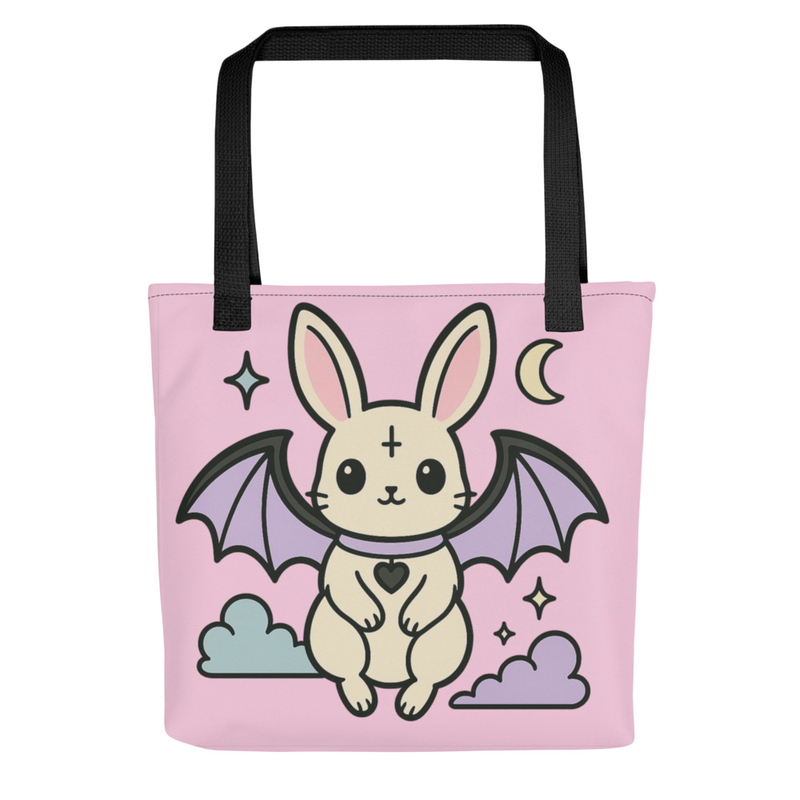 Pastel Goth Kawaii Bat Winged Bunny Tote Bag