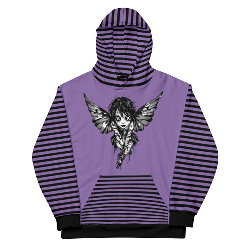 Purple Striped Angel Wings Hoodie