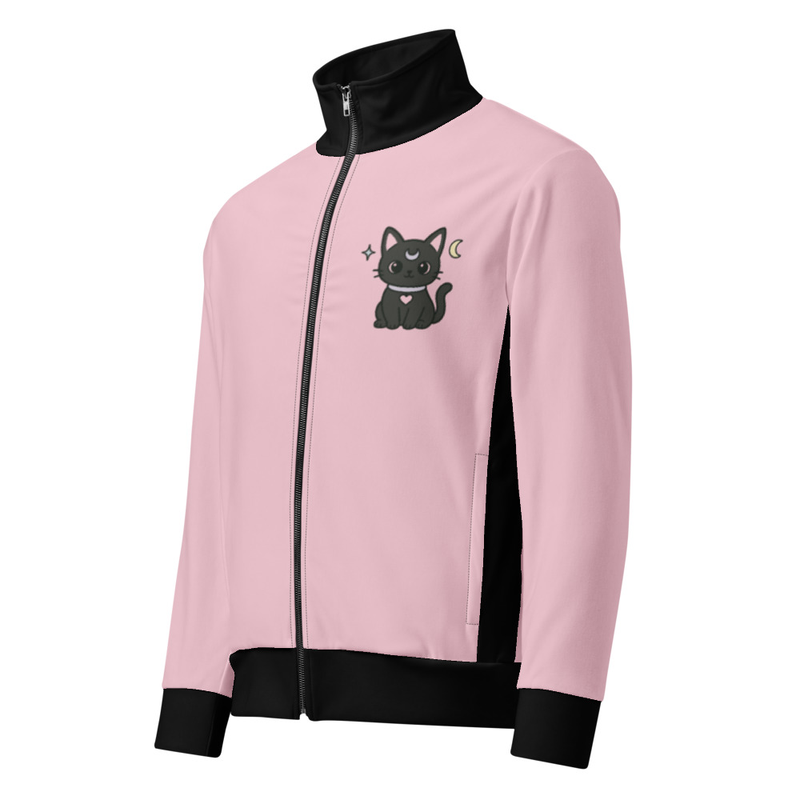 Pink Cat Print Track Jacket