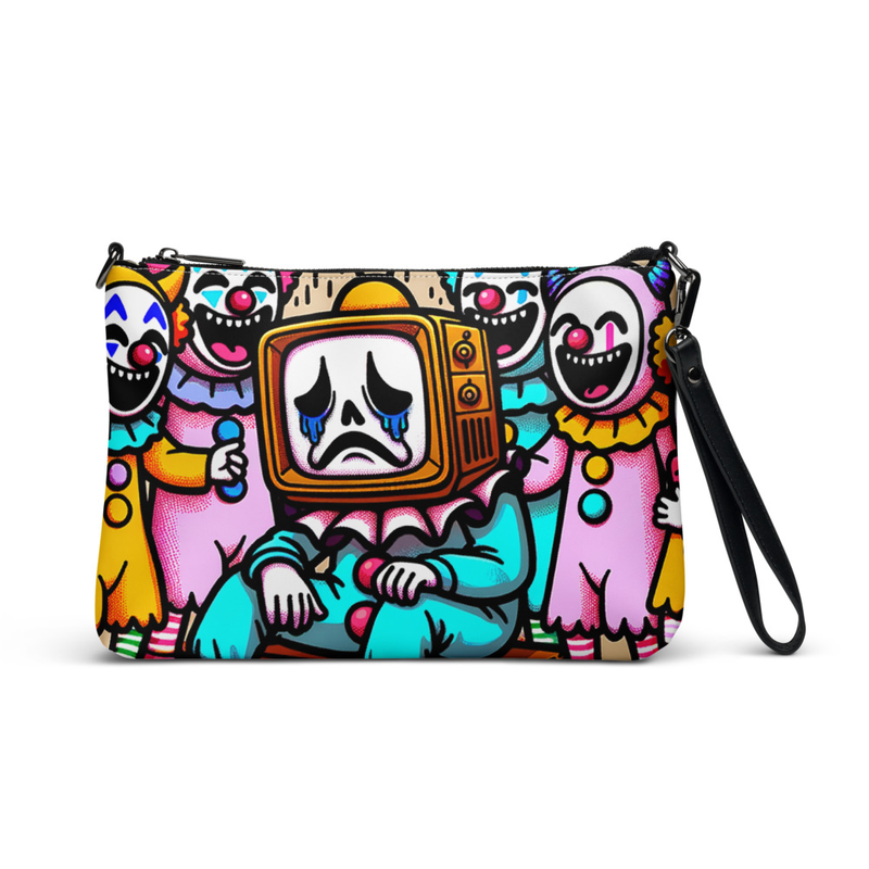 Retro TV Head Clown Art Wristlet