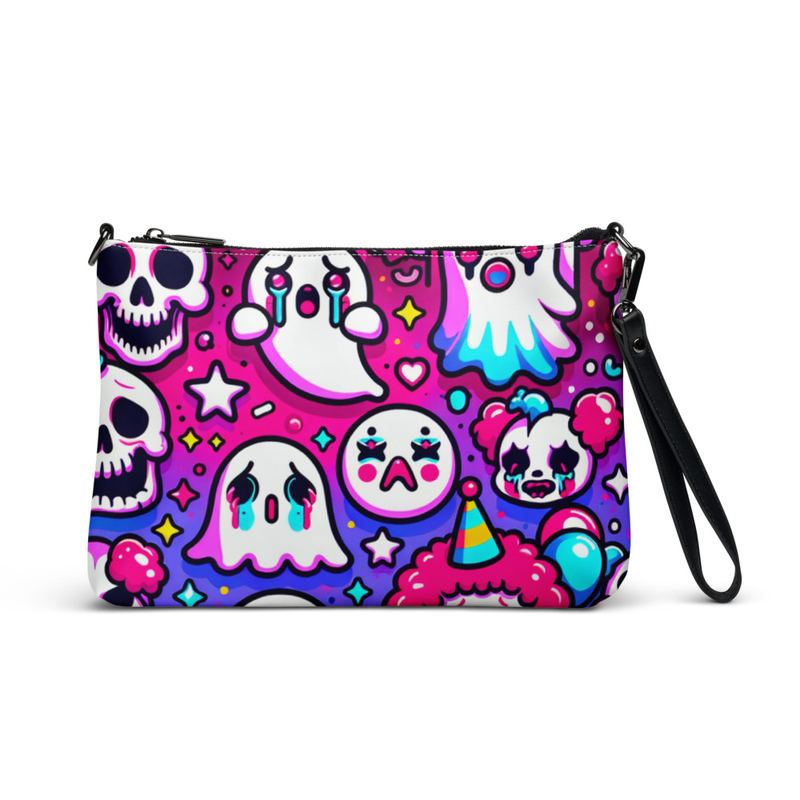 Colorful Cartoon Ghost and Skull Wristlet Bag