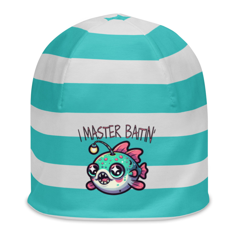 Striped Beanie with Cartoon Fish