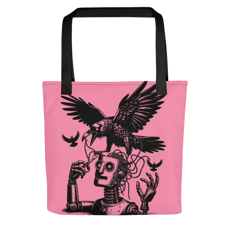 Robot and Raven Art Tote Bag