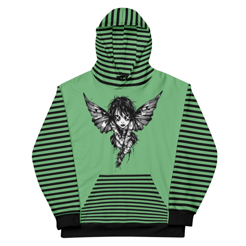 Green Striped Angel Wings Hoodie