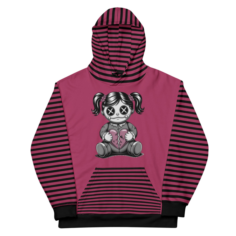 Striped Doll Graphic Hoodie