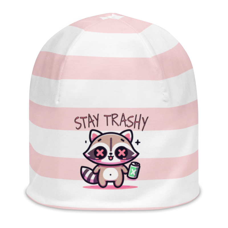 Striped 'Stay Trashy' Raccoon Beanie