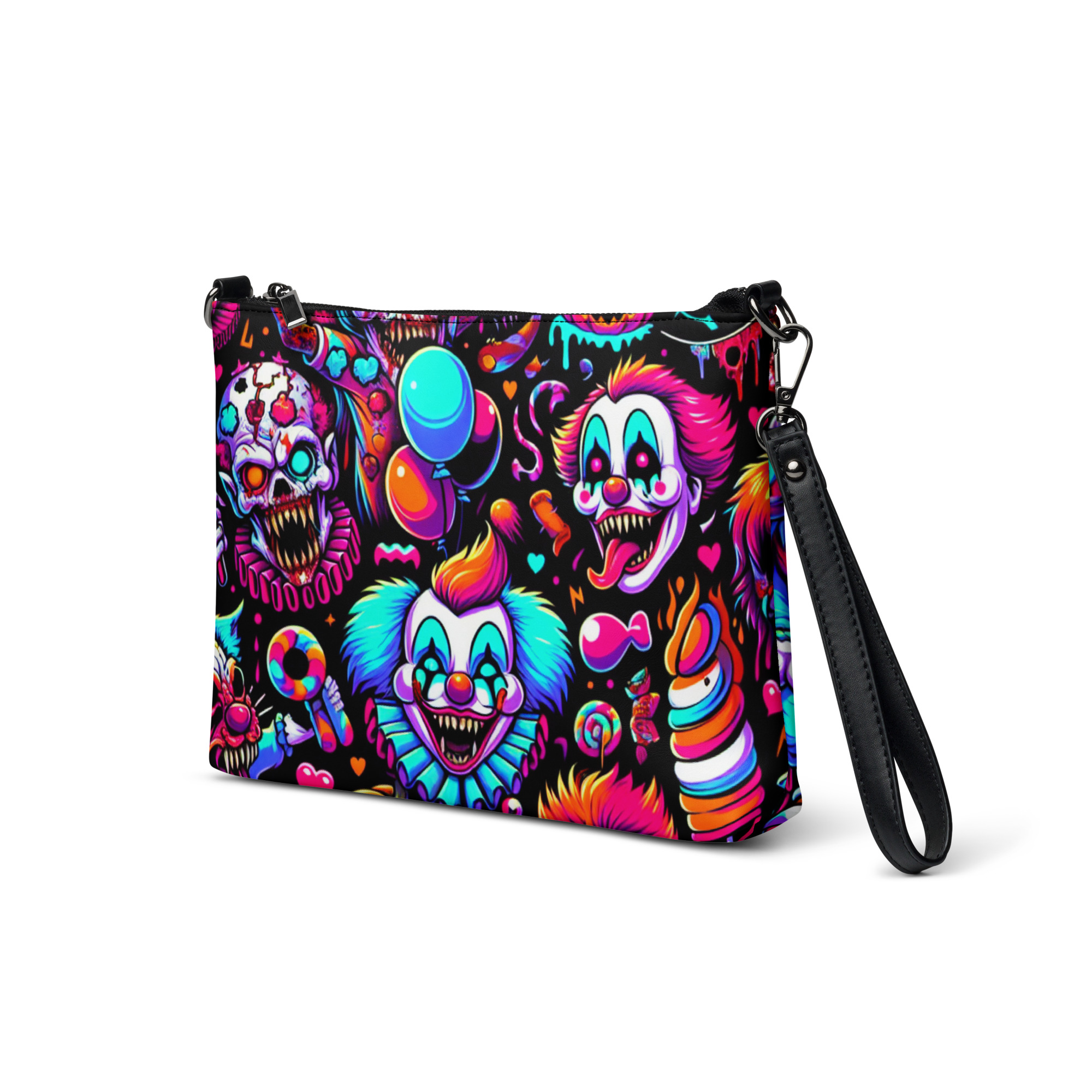 Neon Horror Clown Wristlet Bag