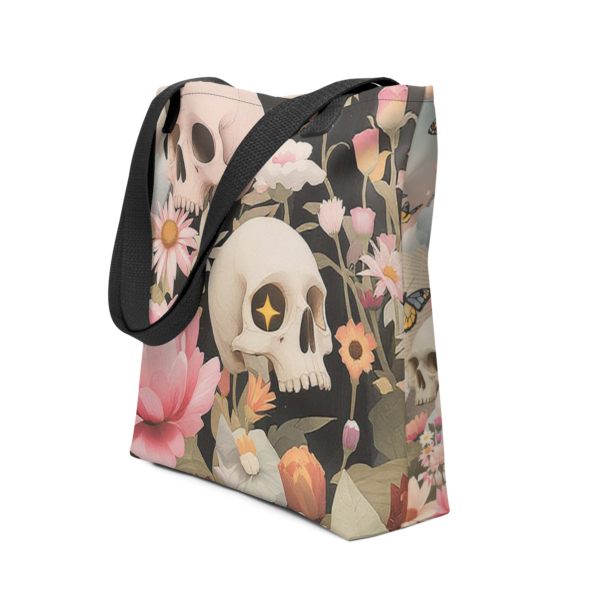 Floral Skull Tote Bag