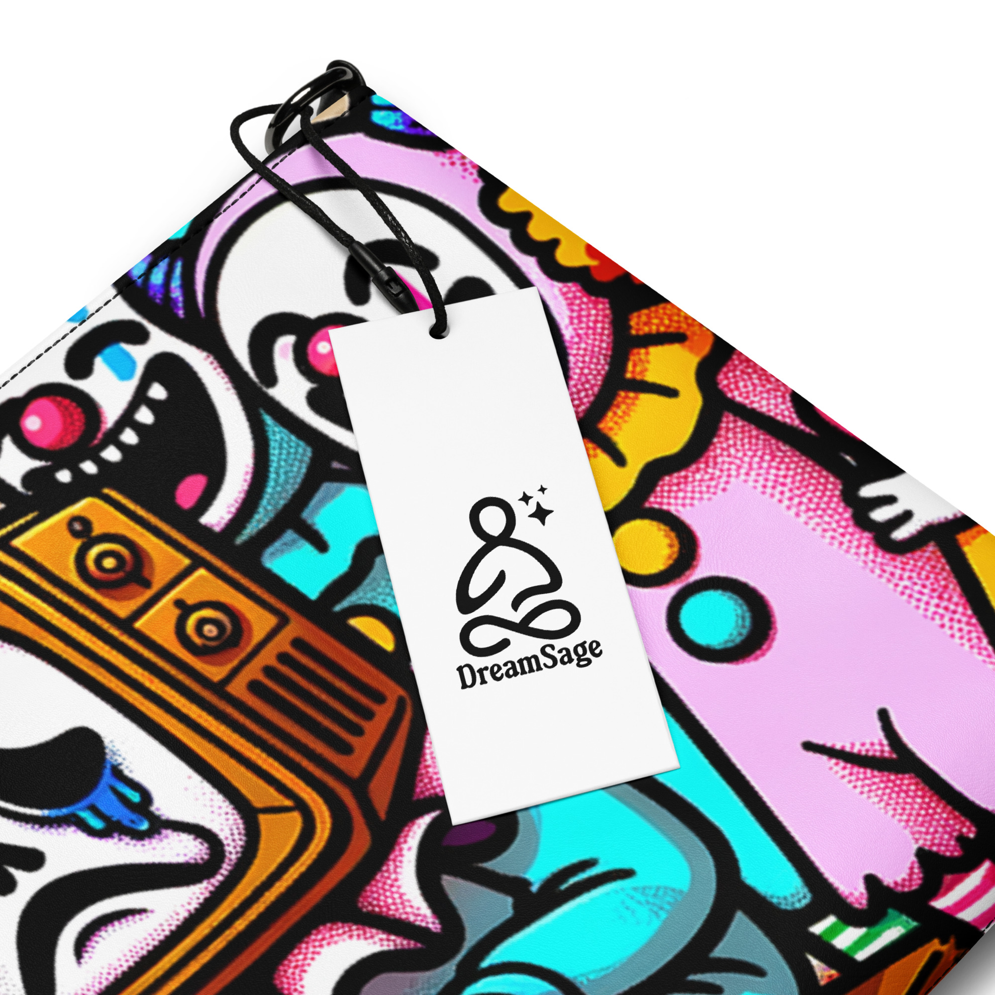 Retro TV Head Clown Art Wristlet