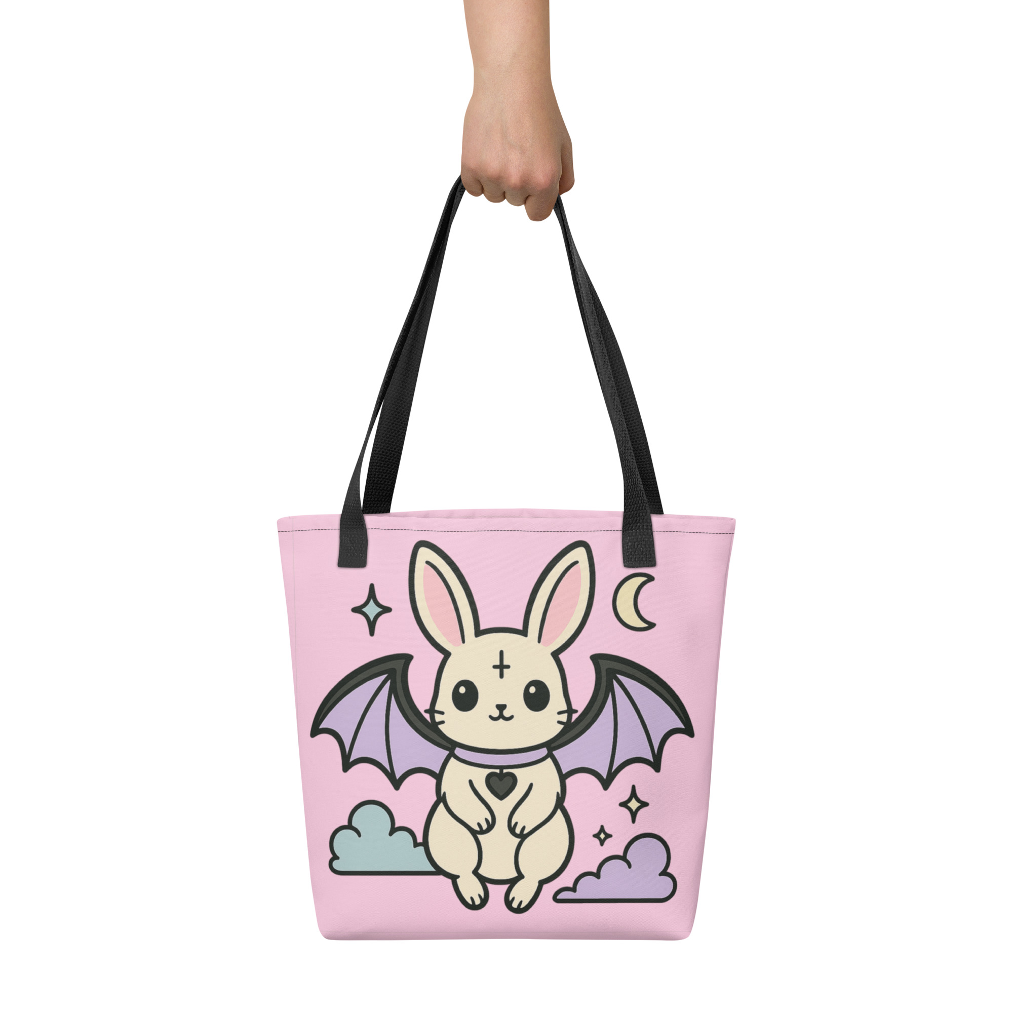 Pastel Goth Kawaii Bat Winged Bunny Tote Bag