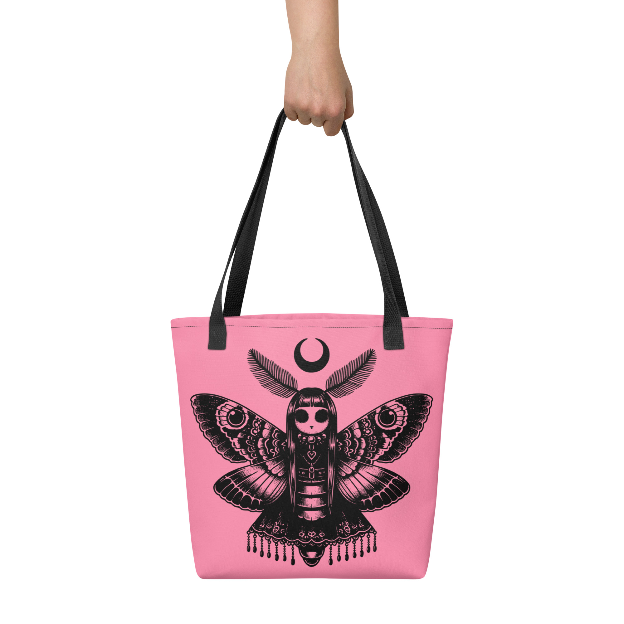 Moth Girl Pink Tote Bag