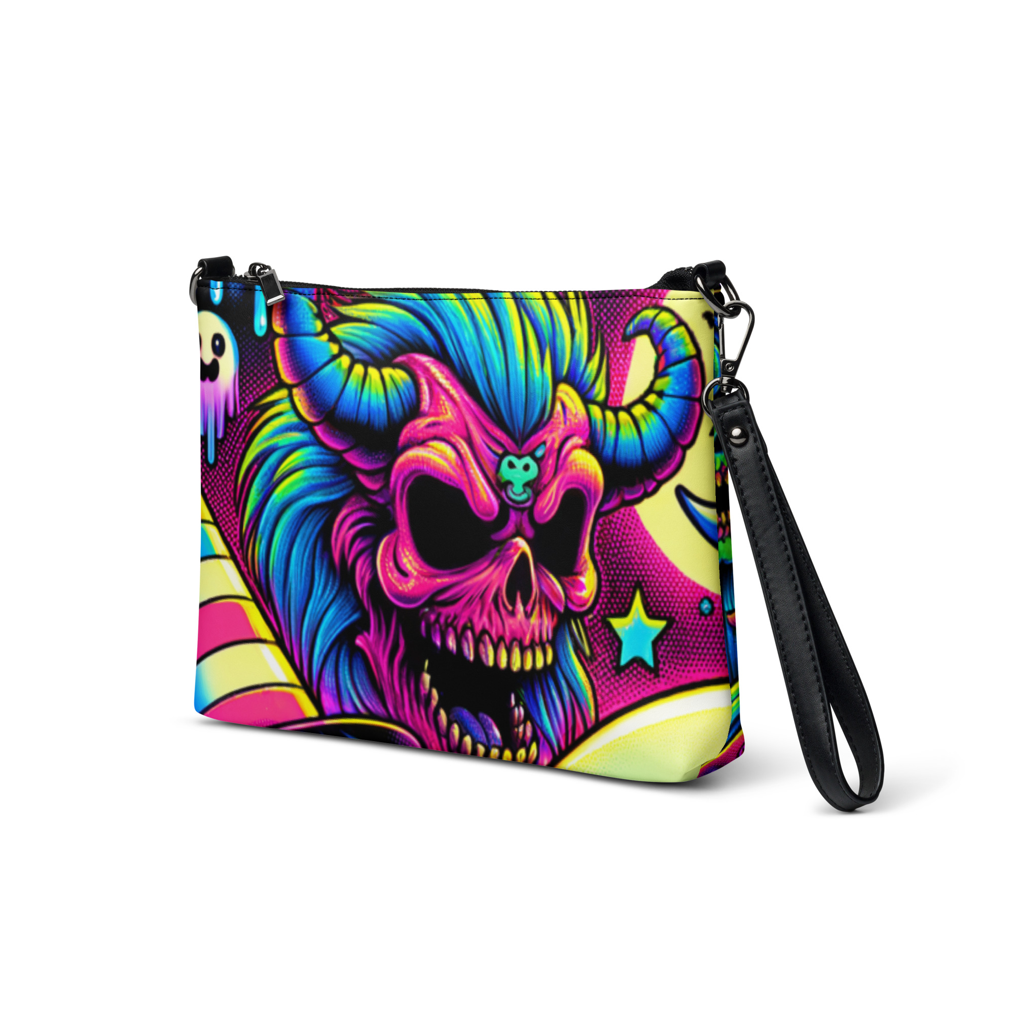 Neon Demon Skull Wristlet Bag