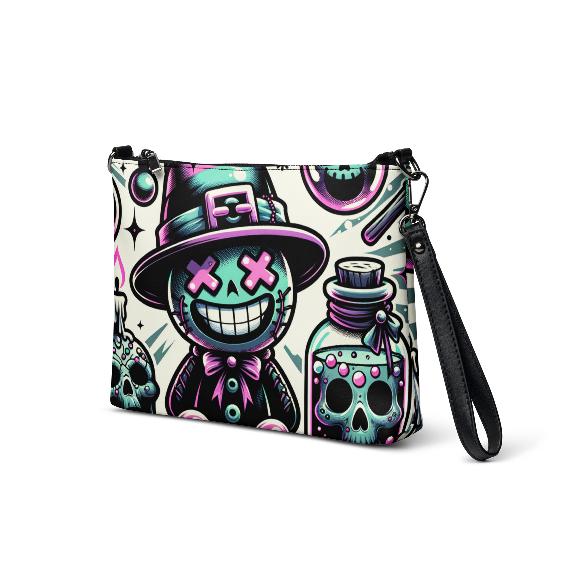 Voodoo Skull Art Clutch Bag