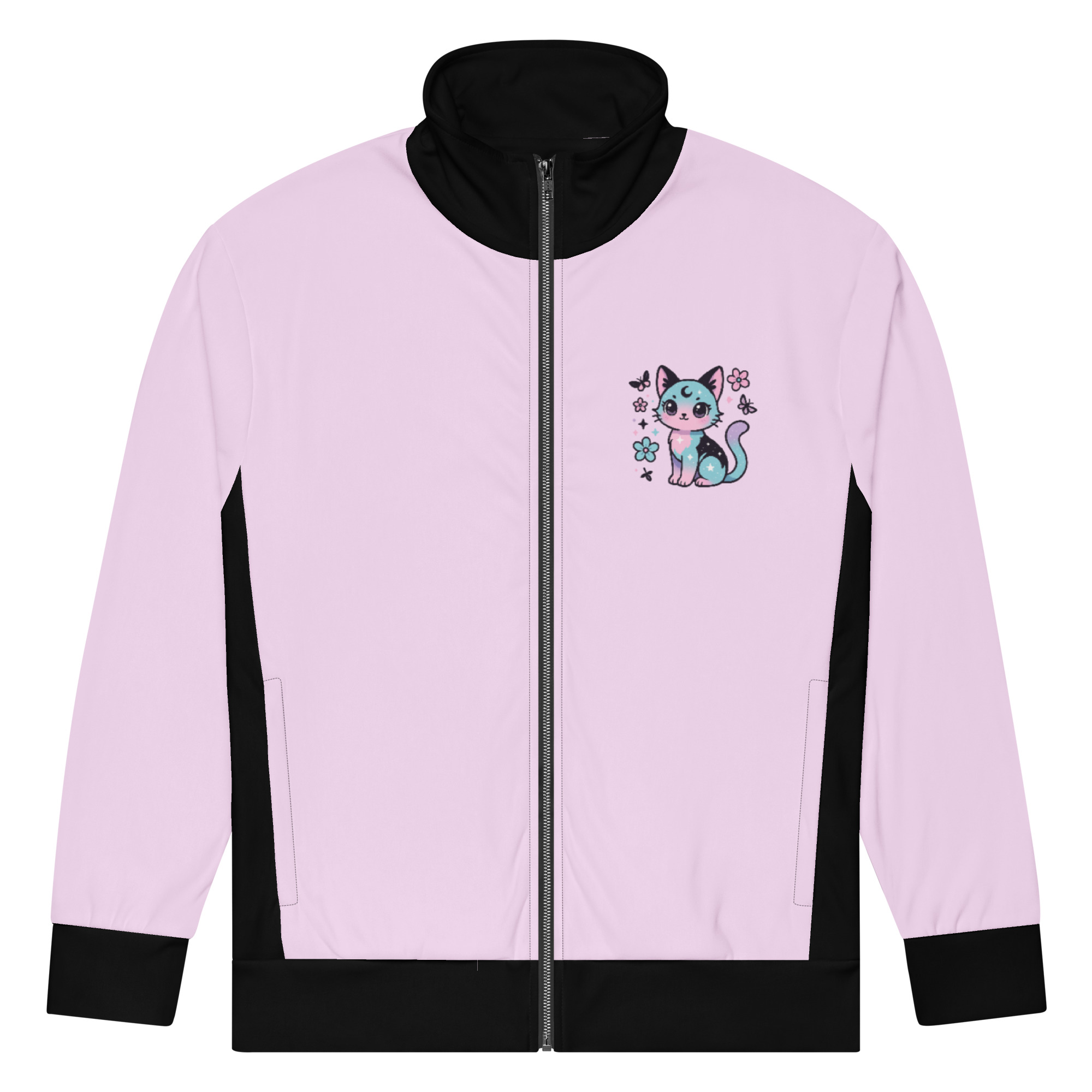 Pink Cat Embroidered Track Jacket