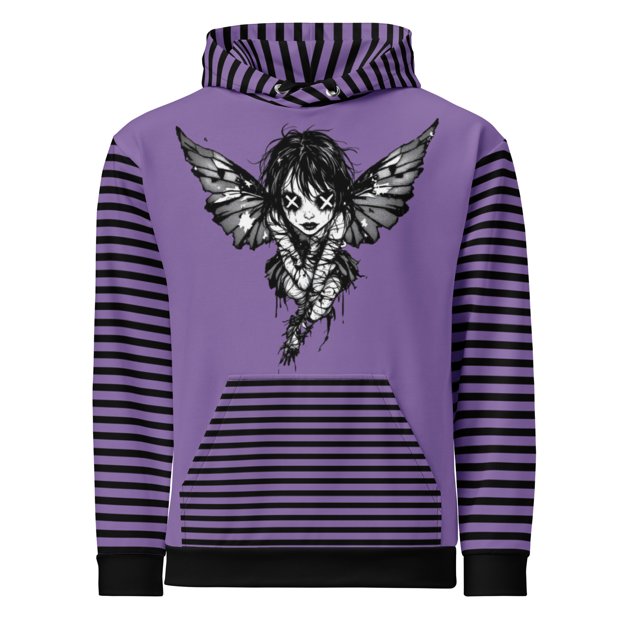 Purple Striped Angel Wings Hoodie