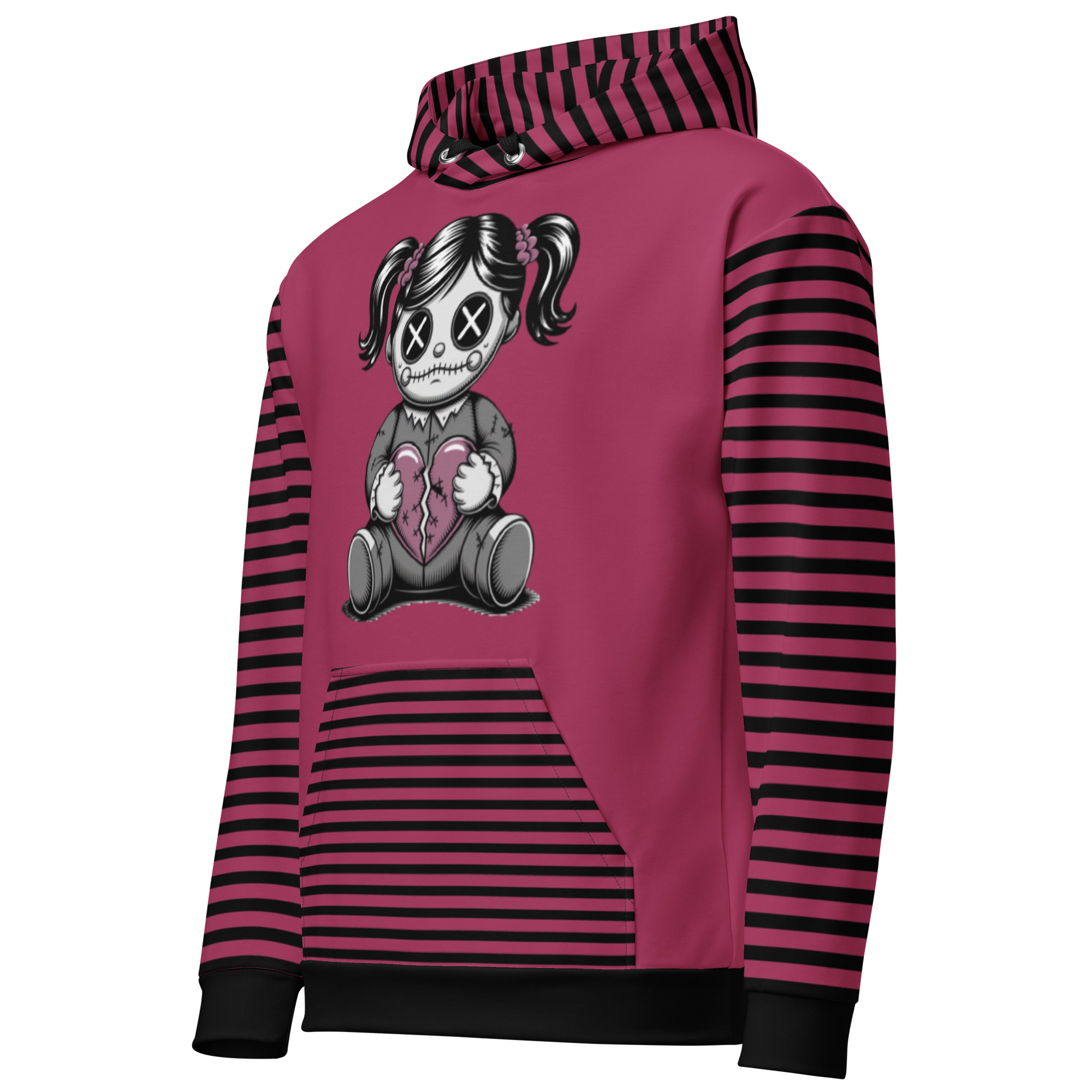 Striped Doll Graphic Hoodie