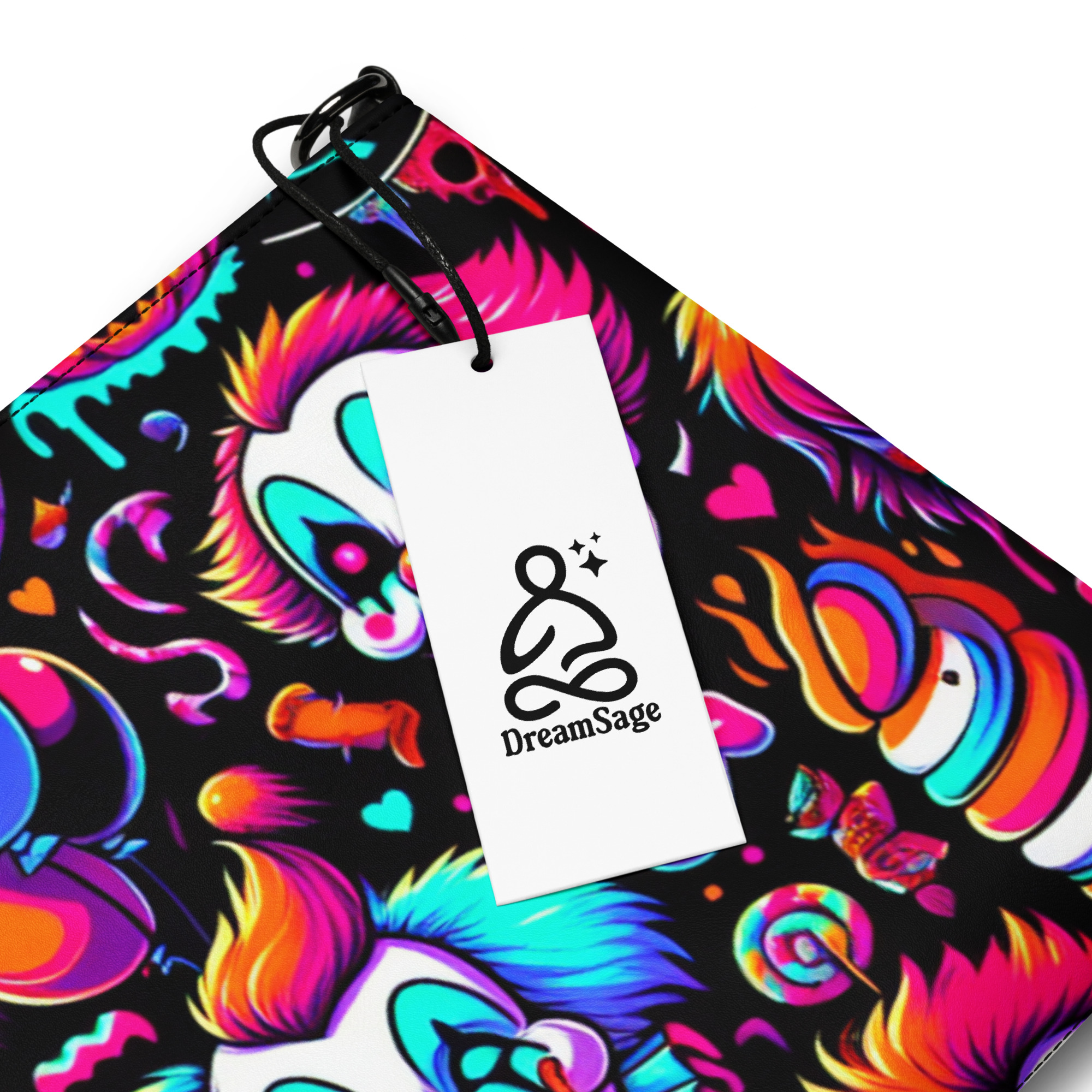 Neon Horror Clown Wristlet Bag