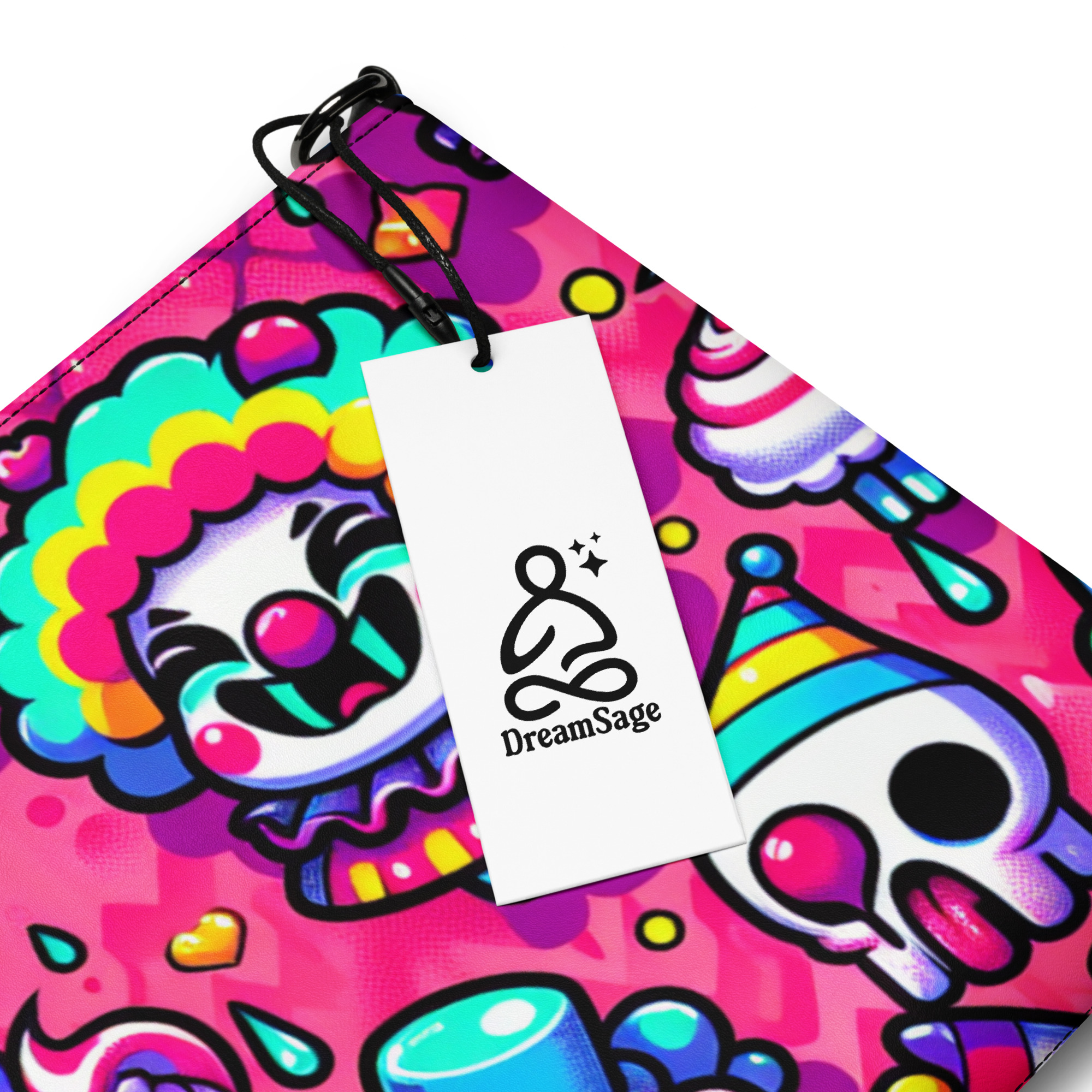 Cute Ghost and Clown Patterned Wristlet Bag