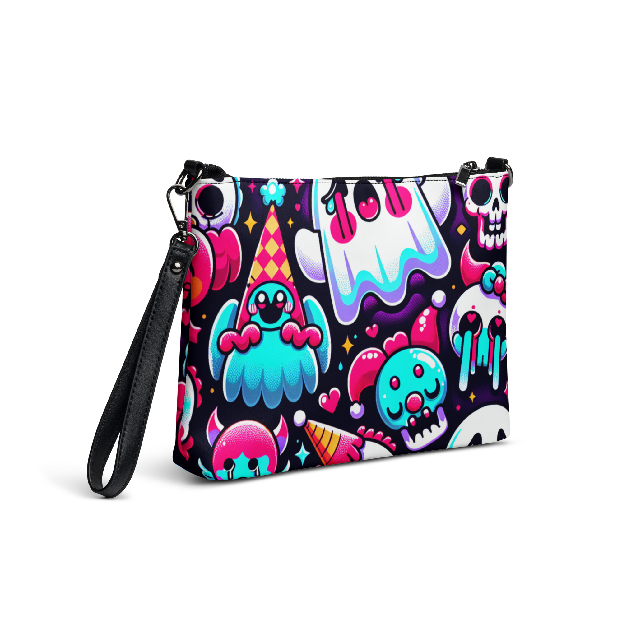 Cute Ghost and Skull Print Clutch Bag