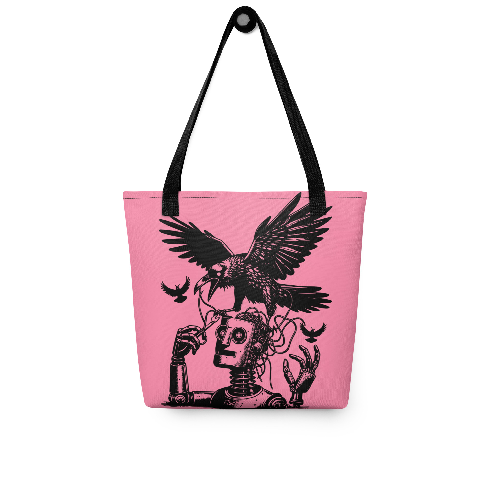 Robot and Raven Art Tote Bag