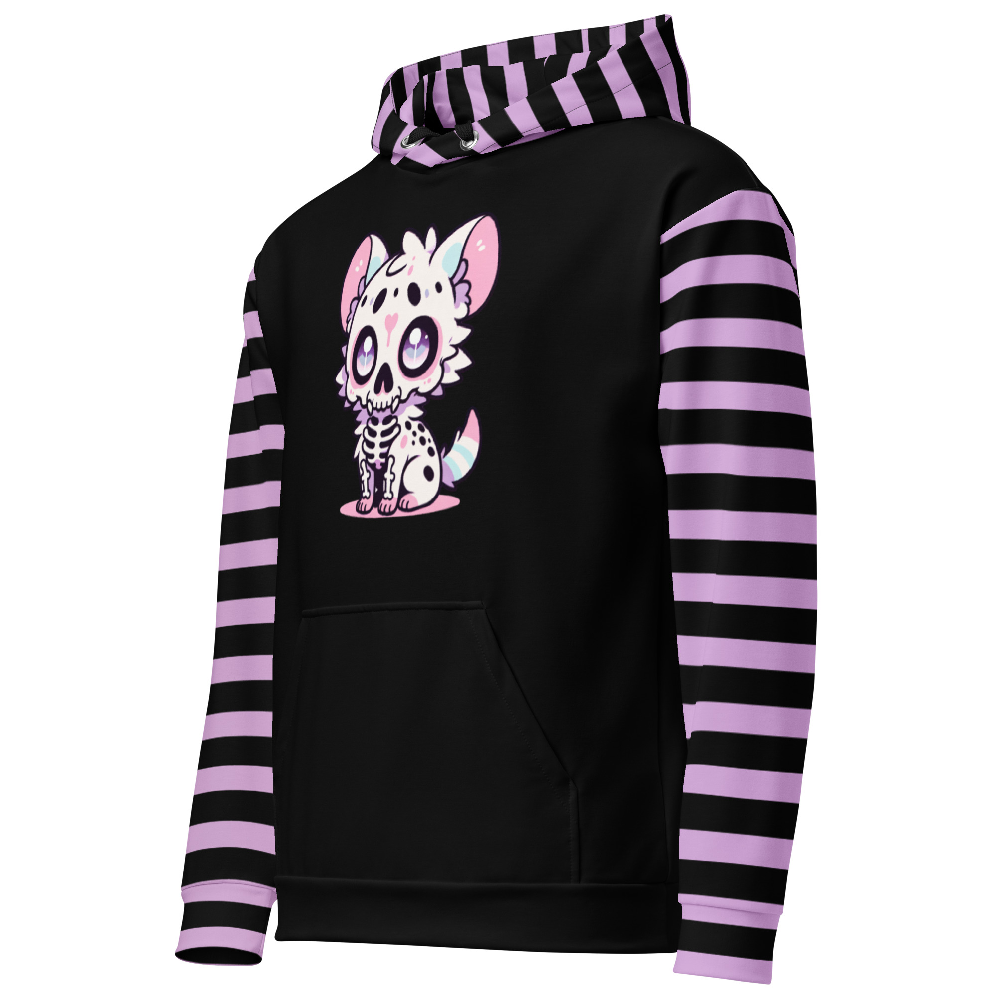Cute Skeleton Cat Striped Hoodie