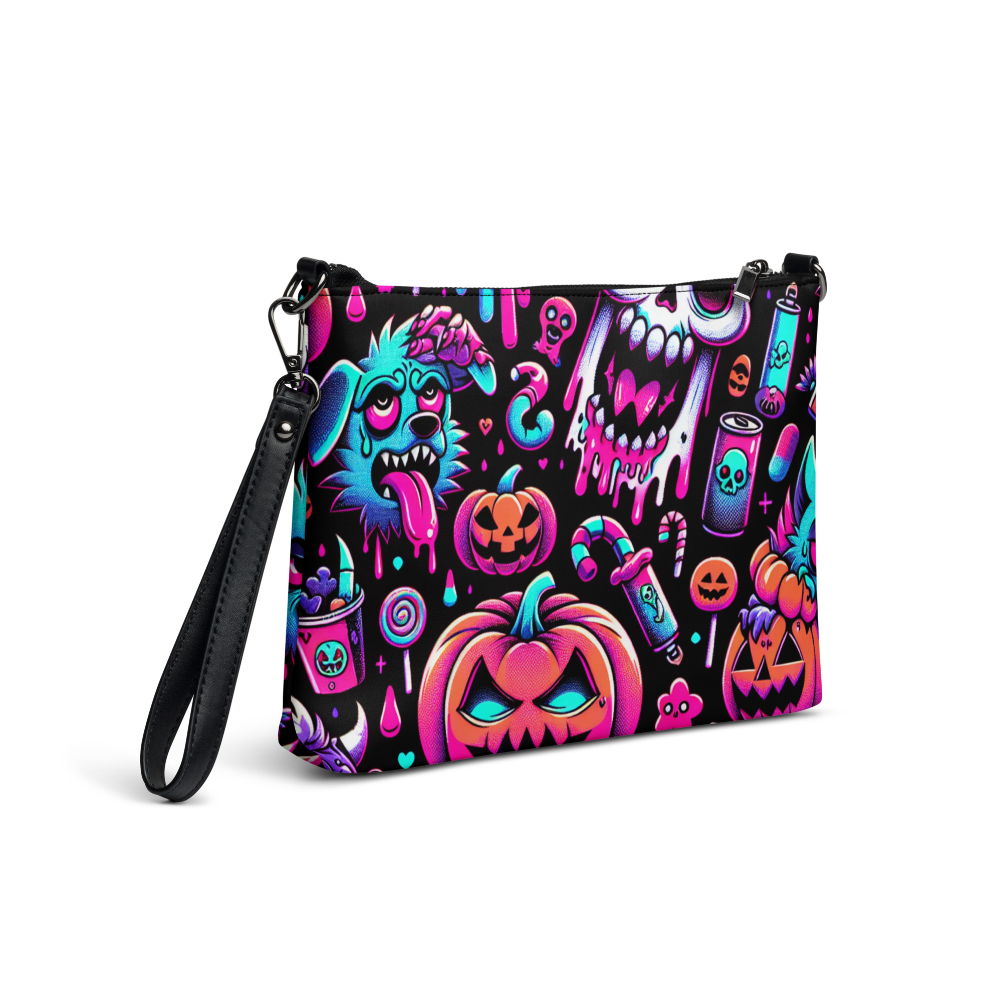 Neon Horror-Themed Wristlet Clutch