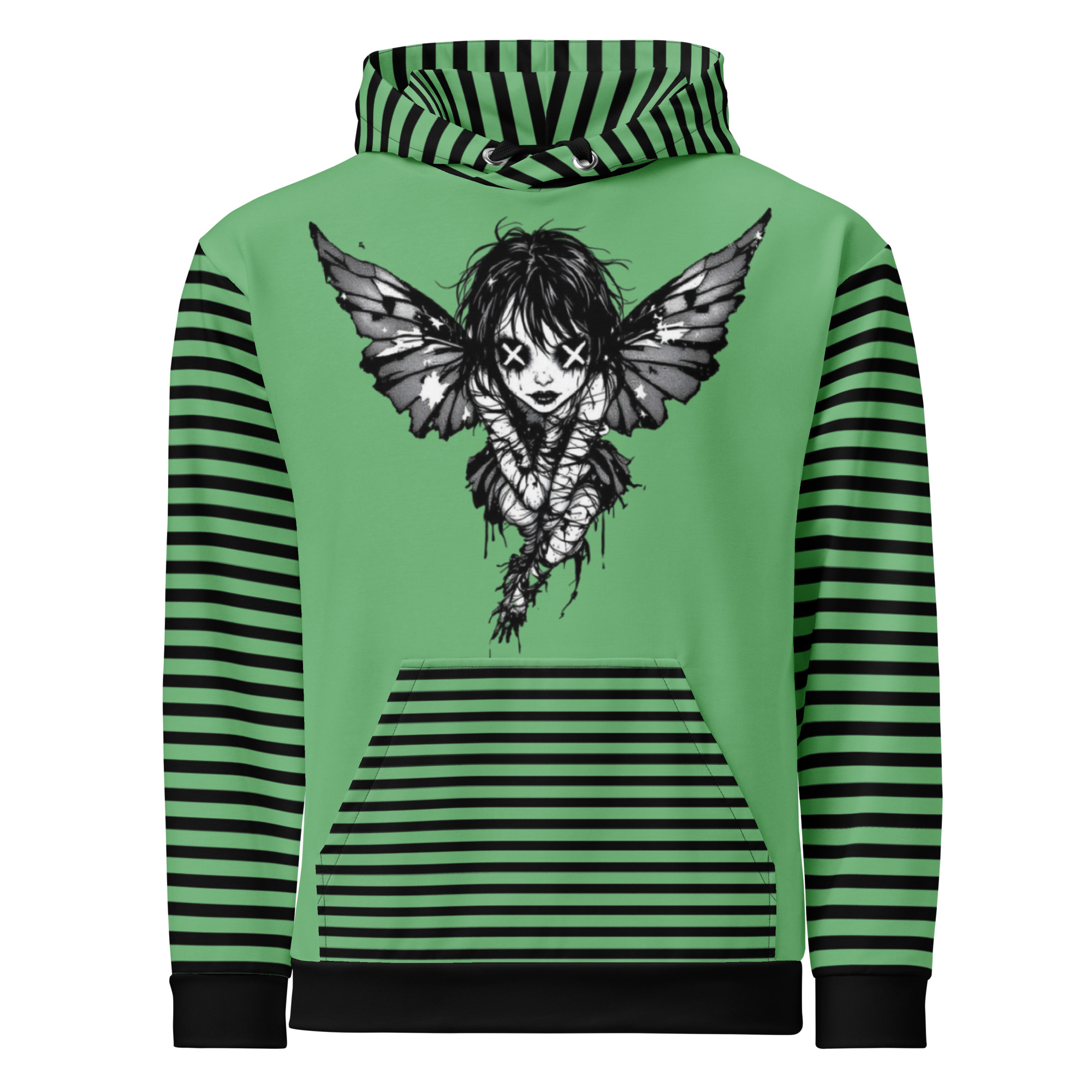 Green Striped Angel Wings Hoodie