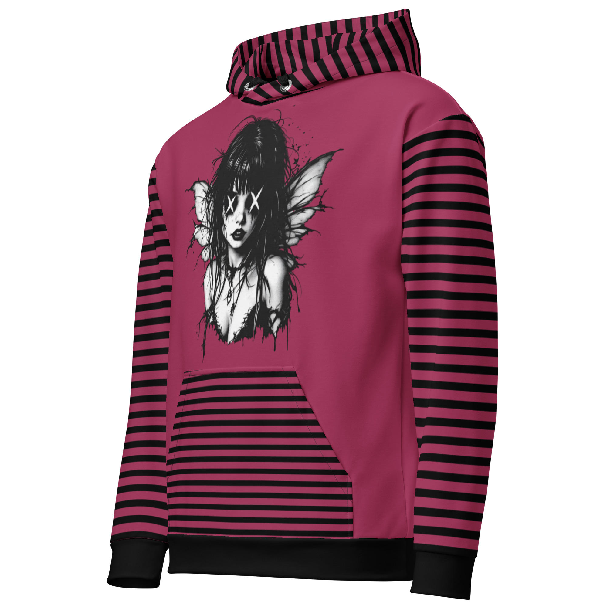 Striped Fairy Graphic Hoodie