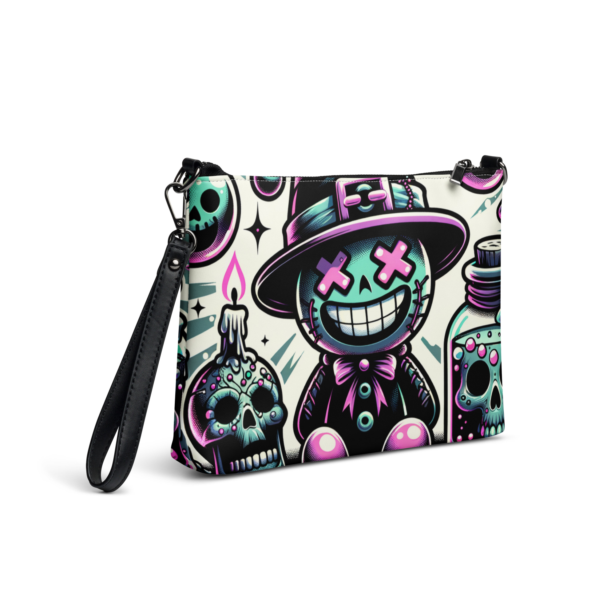 Gothic Skull Print Wristlet Bag