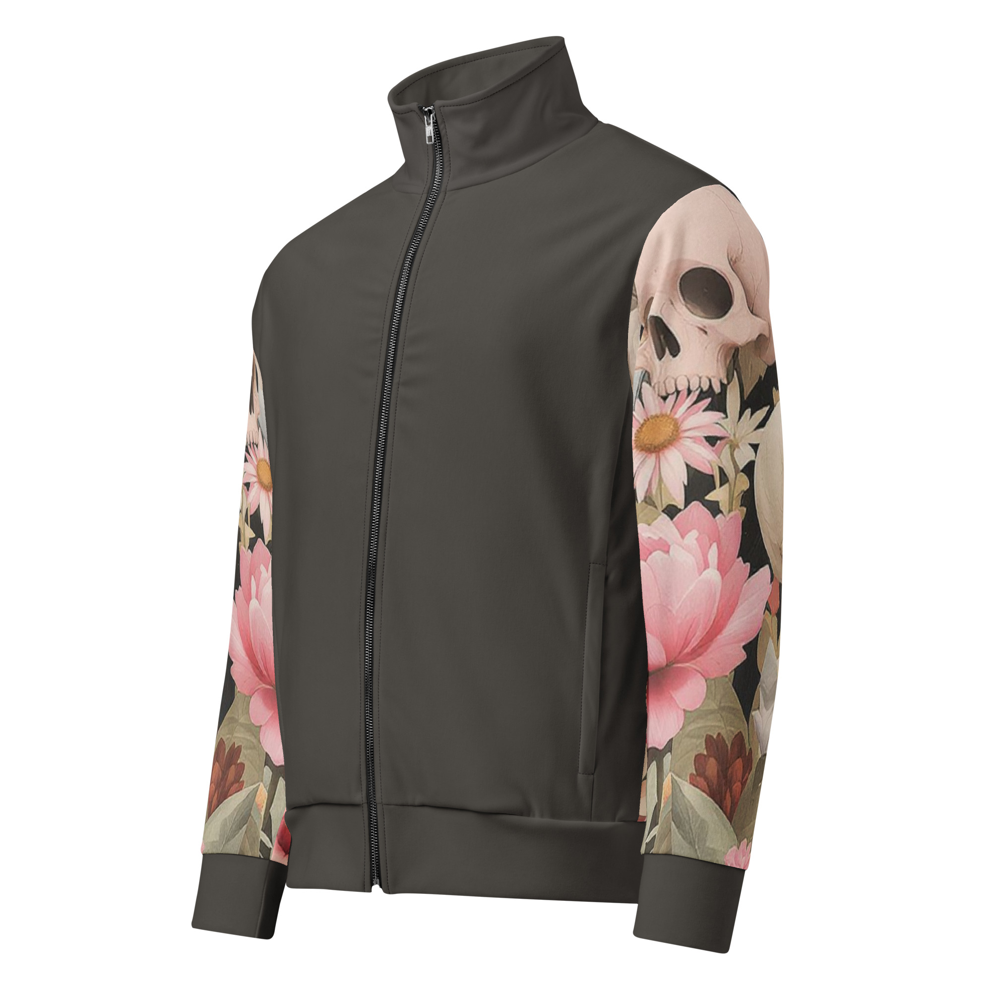 Floral Skull Print Track Jacket