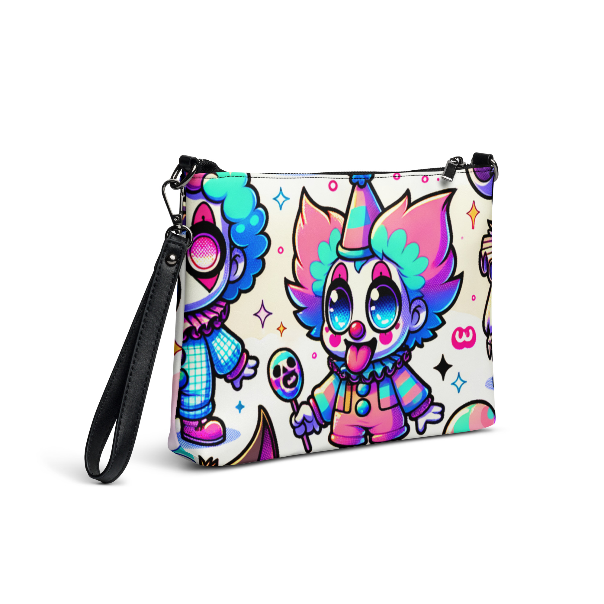 Colorful Clown Art Wristlet Bag