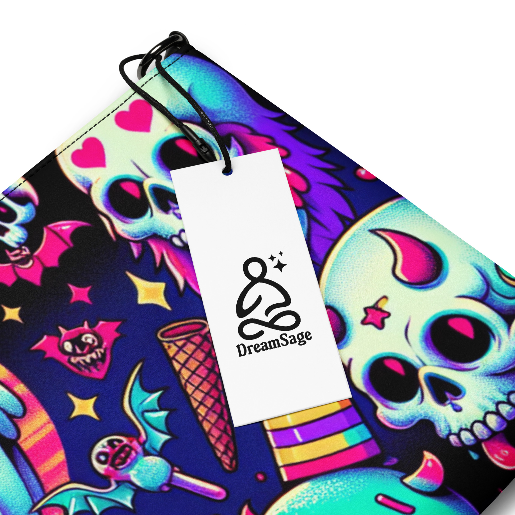 Neon Halloween Cartoon Wristlet