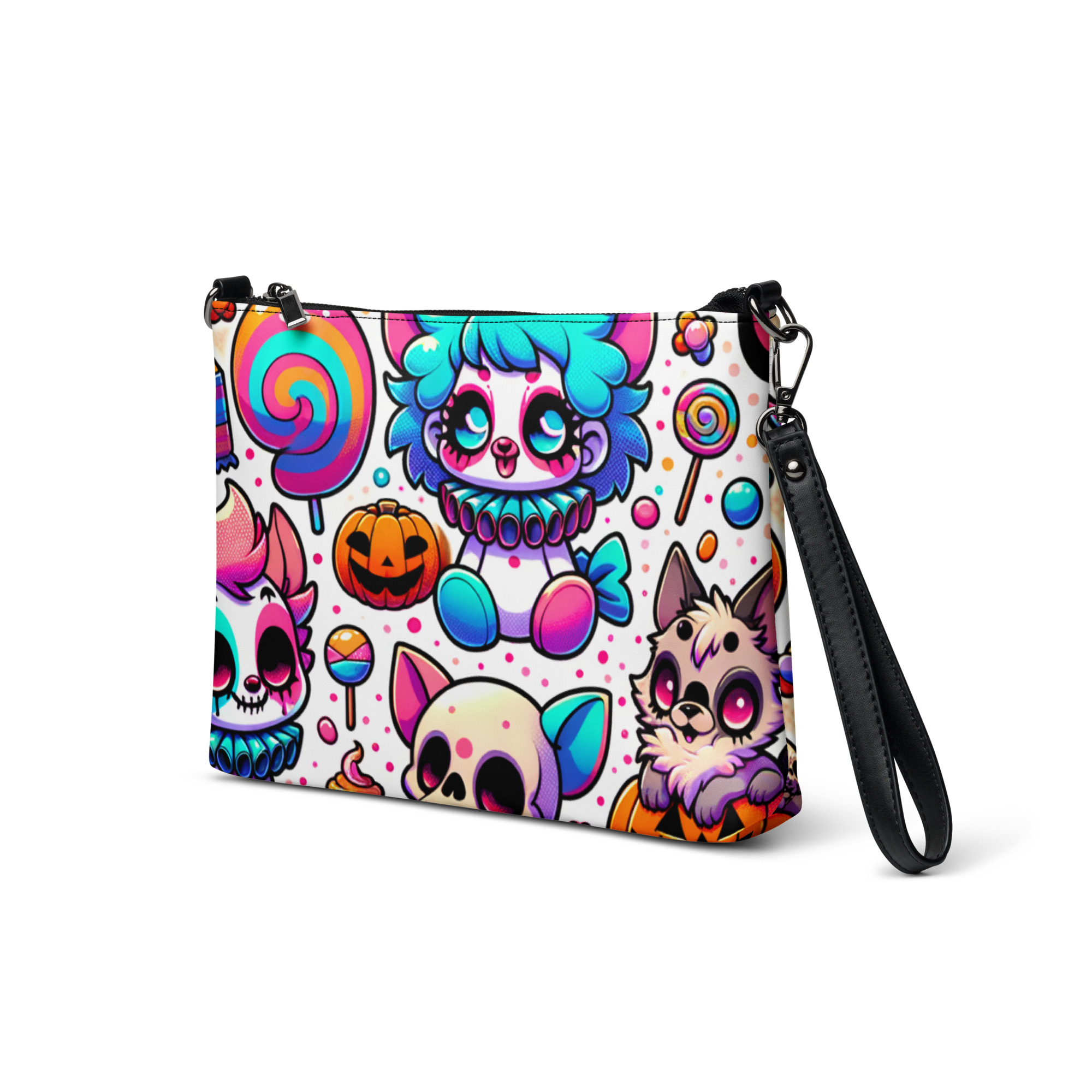 Colorful Halloween-Themed Wristlet Bag
