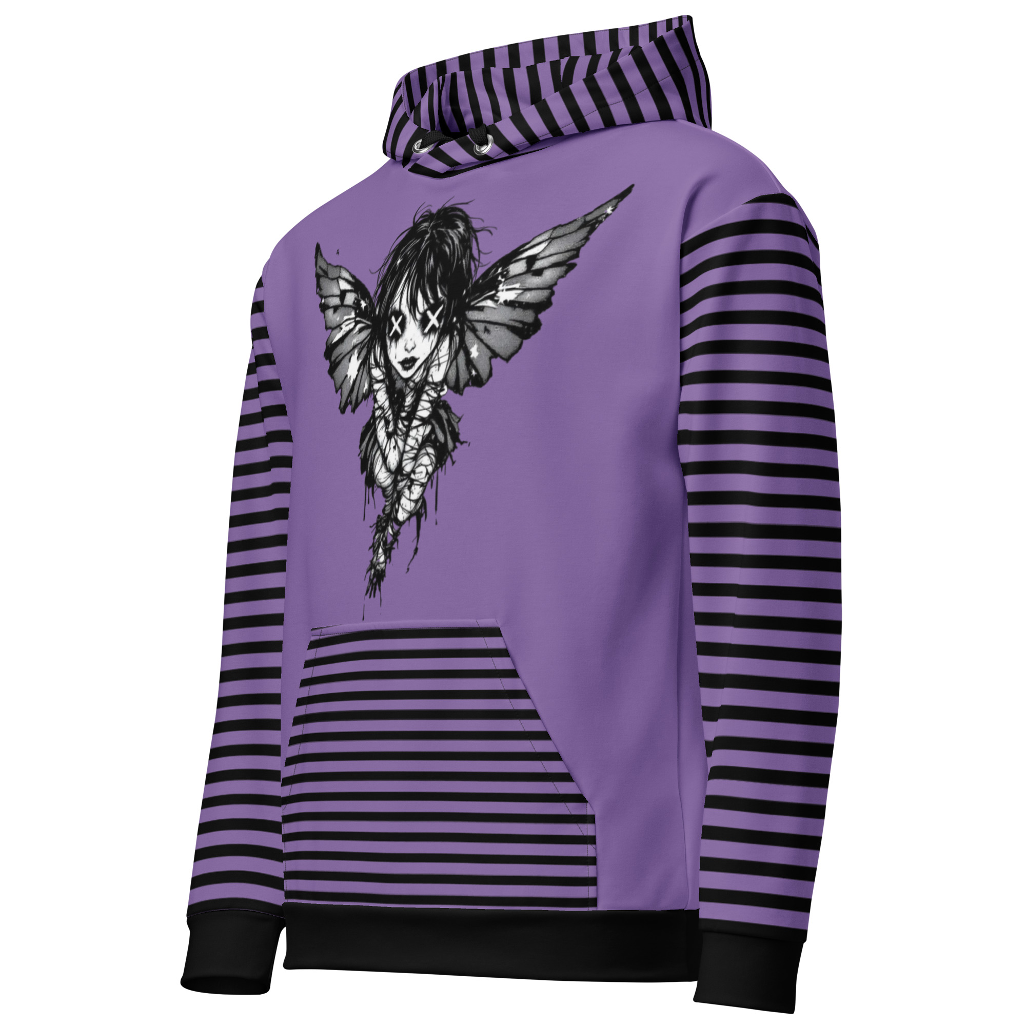Purple Striped Angel Wings Hoodie